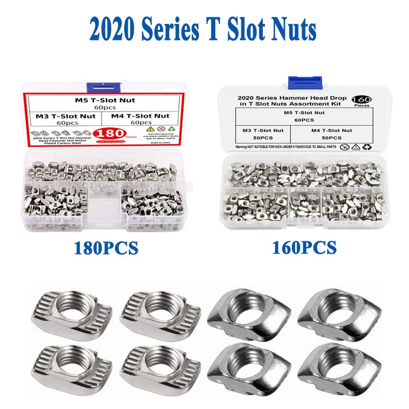 20 Series T Nuts M3 M4 M5 T Slot Nut Hammer Head Fastener Nut Nickel Plated Carbon Steel Assortment Kit Aluminum Profile 180pcs
20 Series T Nuts M3 M4 M5 T Slot Nut Hammer Head Fastener Nut Nickel Plated Carbon Steel Assortment Kit Aluminum Profile 180pcs