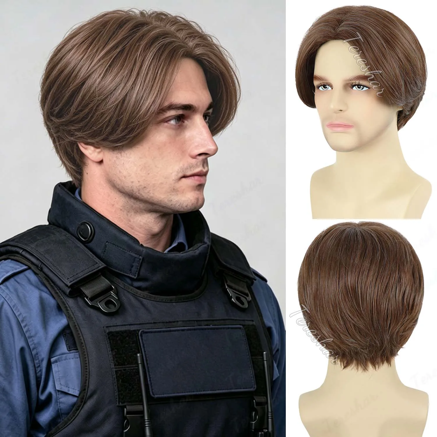 Synthetic Mens Black|Brown Wig Short Straight Men Wig Middle Part Funny Wigs for Male Daily Party Cosplay Halloween Use,Leon Wig
Synthetic Mens Black|Brown Wig Short Straight Men Wig Middle Part Funny Wigs for Male Daily Party Cosplay Halloween Use,Leon Wig