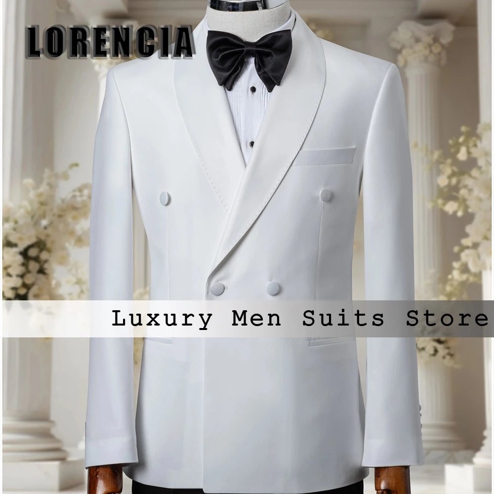Simple Men Suits Double Breasted 2 Pieces Shawl Collar Tuxedos Wedding Groom Outfits Customized Blazer Pants costume homme luxe 
Simple Men Suits Double Breasted 2 Pieces Shawl Collar Tuxedos Wedding Groom Outfits Customized Blazer Pants costume homme luxe