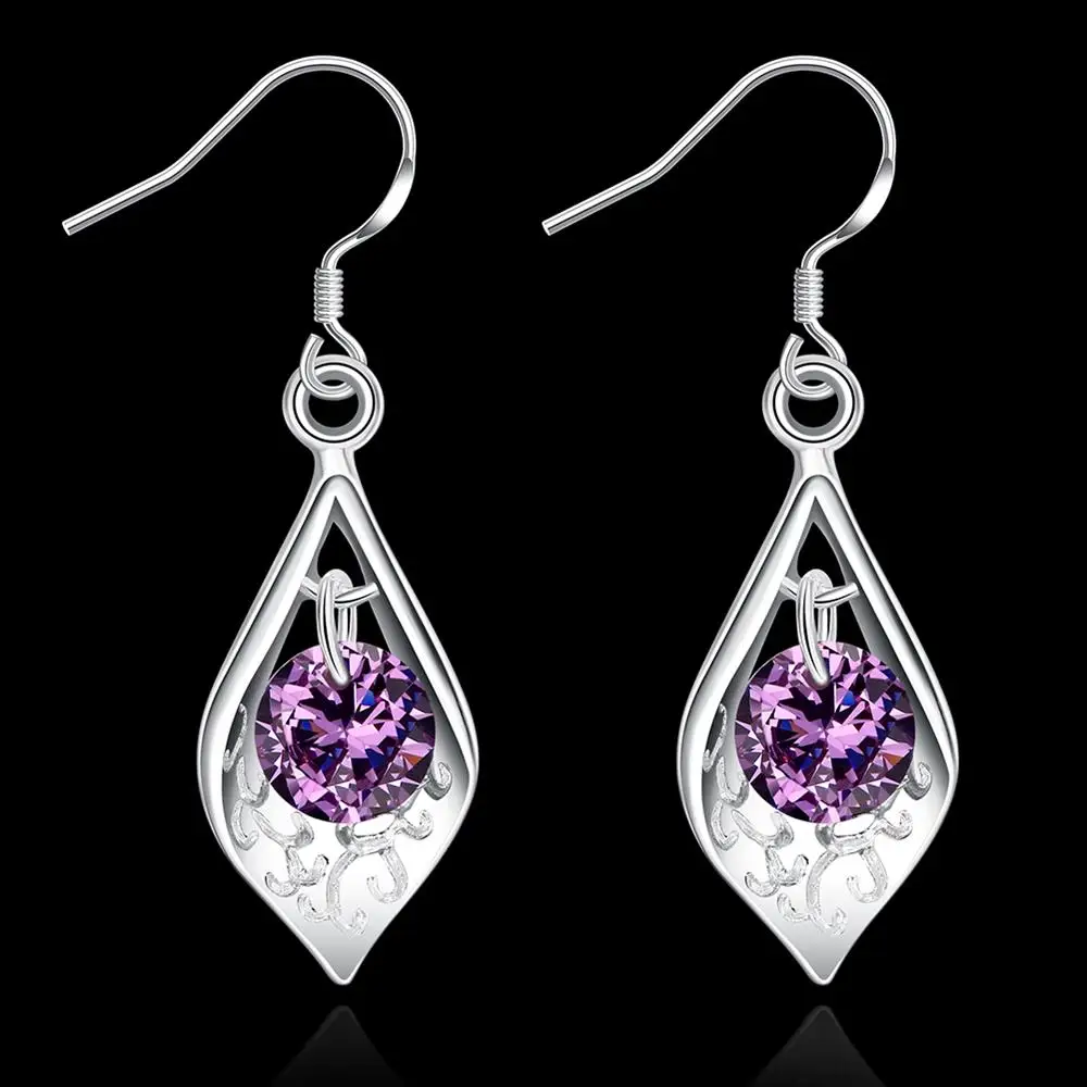 Pure 925 Sterling Silver Earrings For Woman Crystal Amethyst Shell Earrings Fashion Jewelry Elegant Lady Christmas Gifts
Pure 925 Sterling Silver Earrings For Woman Crystal Amethyst Shell Earrings Fashion Jewelry Elegant Lady Christmas Gifts