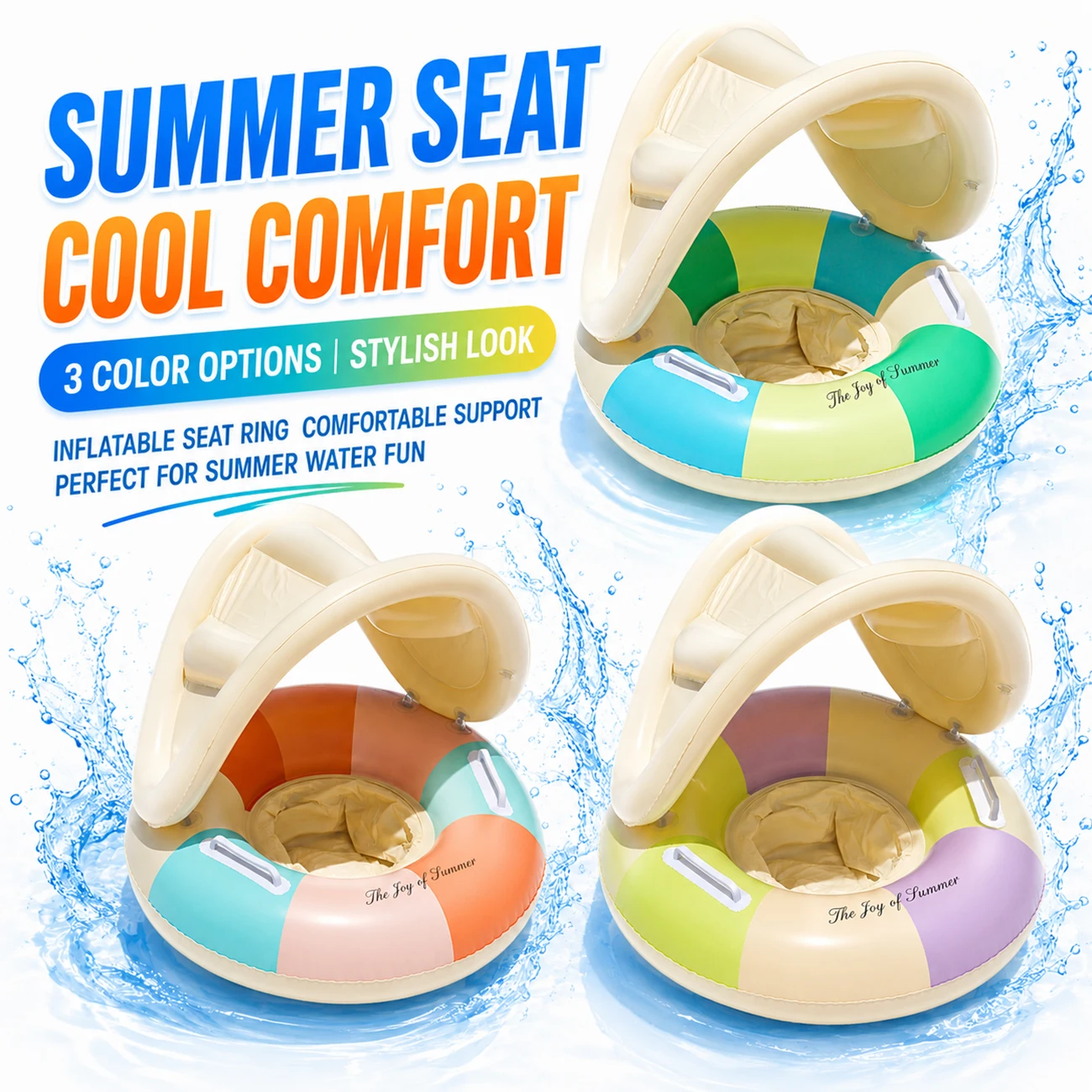 1PC Inflatable Pool Float Swim Ring with Canopy Sunshade Floating Chair Seat Handles Summer Water Lounger
1PC Inflatable Pool Float Swim Ring with Canopy Sunshade Floating Chair Seat Handles Summer Water Lounger