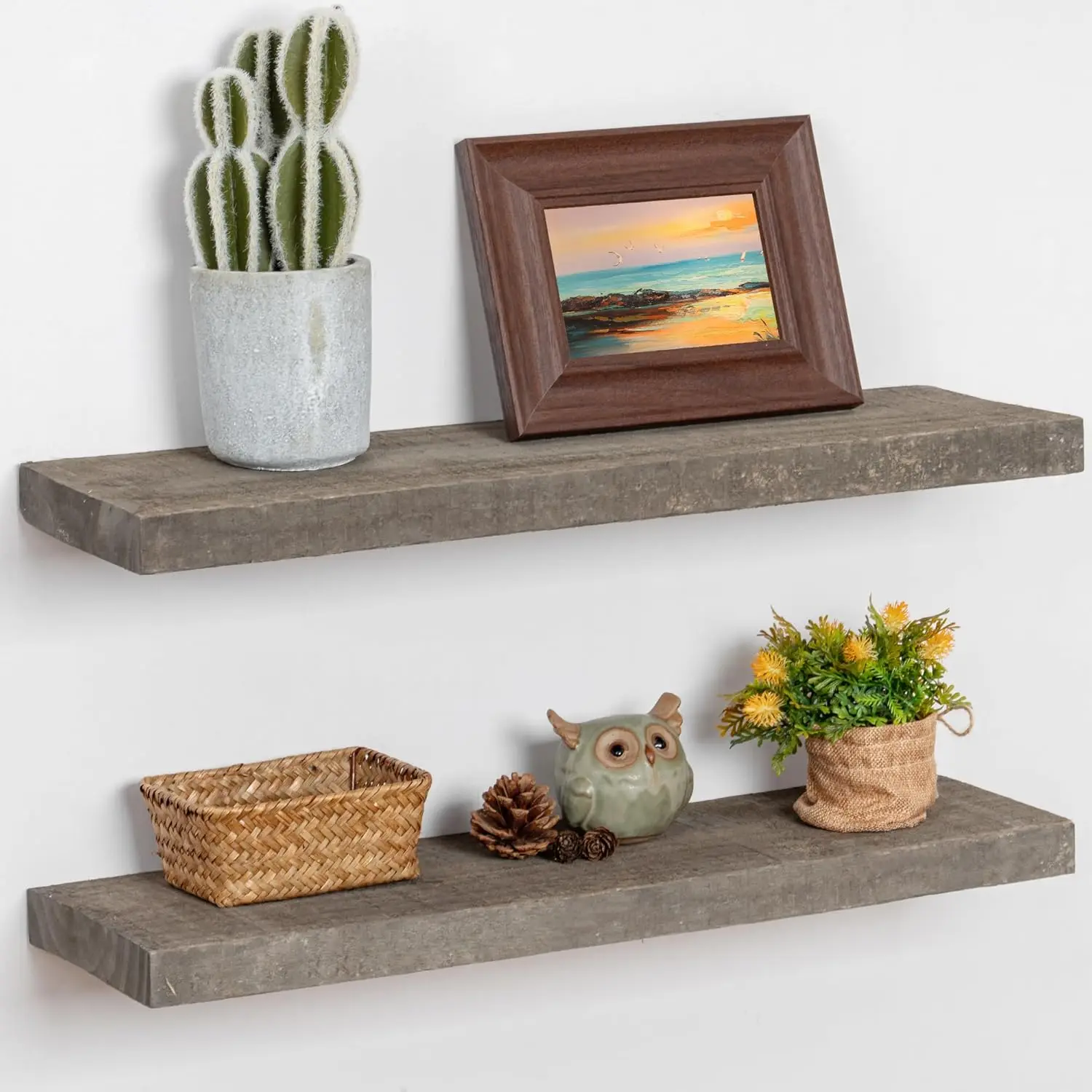 Floating Shelves, 8 Inch Deep Rustic Solid Reclaimed Wood Wall Shelves for Storage, Wall Mounted Display Shelving with
Floating Shelves, 8 Inch Deep Rustic Solid Reclaimed Wood Wall Shelves for Storage, Wall Mounted Display Shelving with