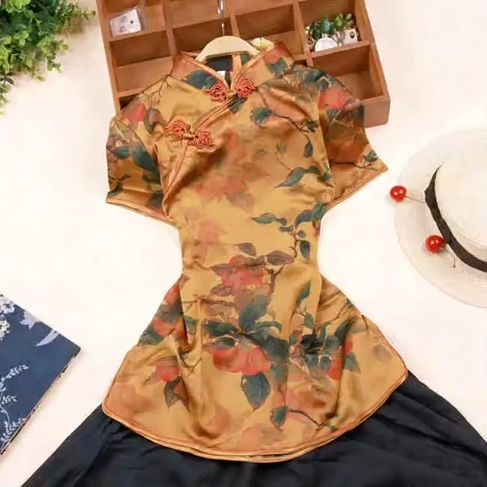 2026 Spring Summer New Satin Qipao Top Lady Elegant Blouse Flower Print Cheongsam Shirt Tradition Chinese Style Tang Clothes
2026 Spring Summer New Satin Qipao Top Lady Elegant Blouse Flower Print Cheongsam Shirt Tradition Chinese Style Tang Clothes