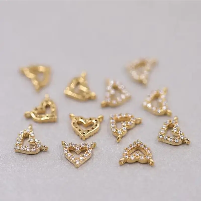 Gold-plated zircon micro-set Heart shaped double pendant with 14K gold copper plated DIY hand fitting
Gold-plated zircon micro-set Heart shaped double pendant with 14K gold copper plated DIY hand fitting