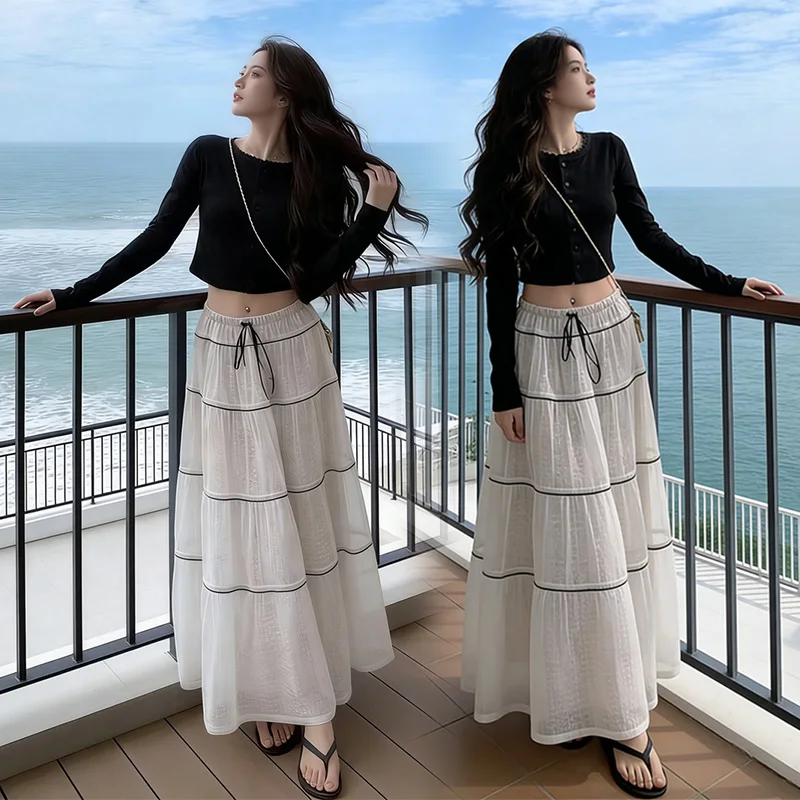 Korean Sle Simple Lace ter Ne Two-Piece Set Bla Top And Midi Skirt Vaion Casual Women's Faion Ensemble
Korean Sle Simple Lace ter Ne Two-Piece Set Bla Top And Midi Skirt Vaion Casual Women's Faion Ensemble