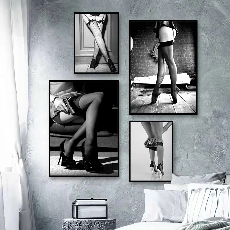 Black and White Sexy Women Long Leg Socks Poster Prints, Wall Art Canvas Painting Pictures for Room Bathroom Home Decoration
Black and White Sexy Women Long Leg Socks Poster Prints, Wall Art Canvas Painting Pictures for Room Bathroom Home Decoration