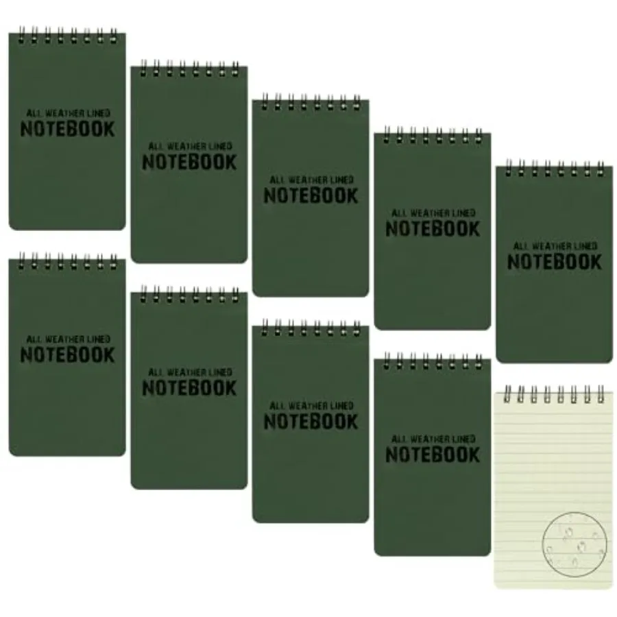 10 Pack Waterproof Notebook, All-Weather Pocket Sized Tactical Notepad, Top Spiral Memo Grid Paper Notepad for Outdoor Activiti
10 Pack Waterproof Notebook, All-Weather Pocket Sized Tactical Notepad, Top Spiral Memo Grid Paper Notepad for Outdoor Activiti