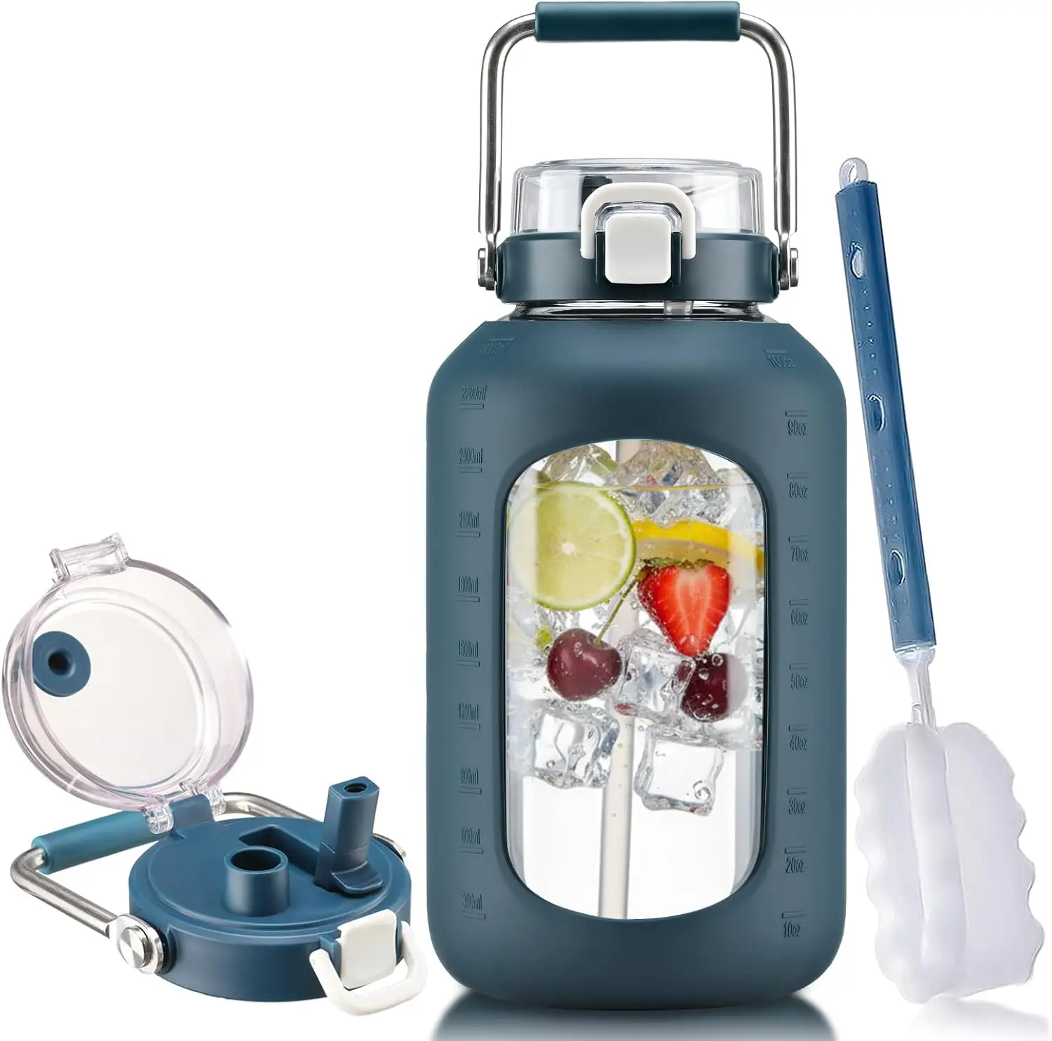 3 Liter Glass Water Bottle with Straw, Large Capacity, Time Marker & Handle
3 Liter Glass Water Bottle with Straw, Large Capacity, Time Marker & Handle