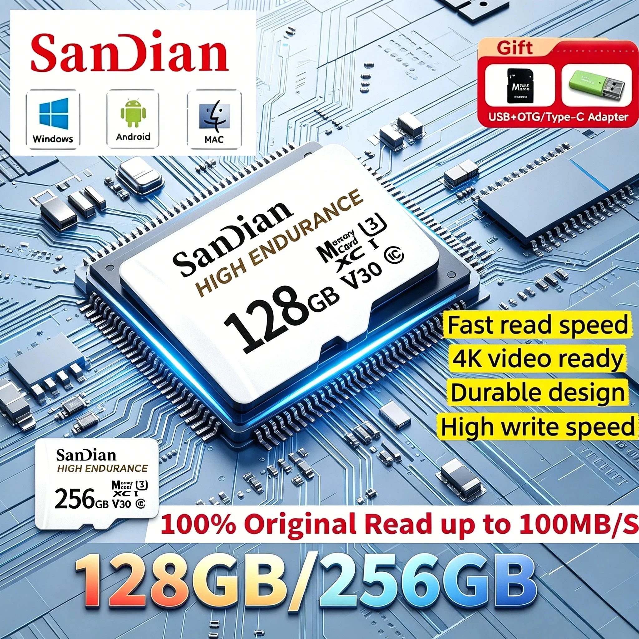 High Endurance 128GB 256GB V30 C10 Original Micro TF SD Card For Dash Camera Car CCTV Home Security Camera Full HD Max
High Endurance 128GB 256GB V30 C10 Original Micro TF SD Card For Dash Camera Car CCTV Home Security Camera Full HD Max