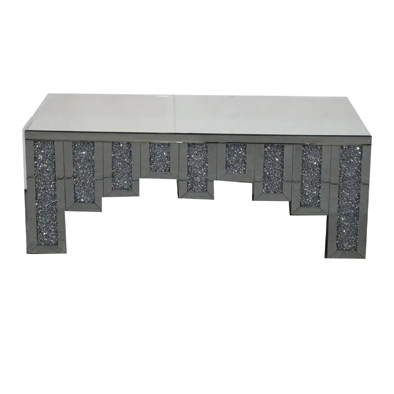 Modern simple rectangle, silver mirror, glass rhinestones, coffee table and coffee table
Modern simple rectangle, silver mirror, glass rhinestones, coffee table and coffee table