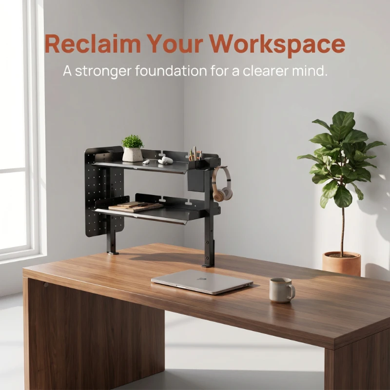 2-Tier Metal Clamp Desk Shelf Adjustable Desktop Organizer with Pegboard Pencil Holder Headphone Stand
2-Tier Metal Clamp Desk Shelf Adjustable Desktop Organizer with Pegboard Pencil Holder Headphone Stand