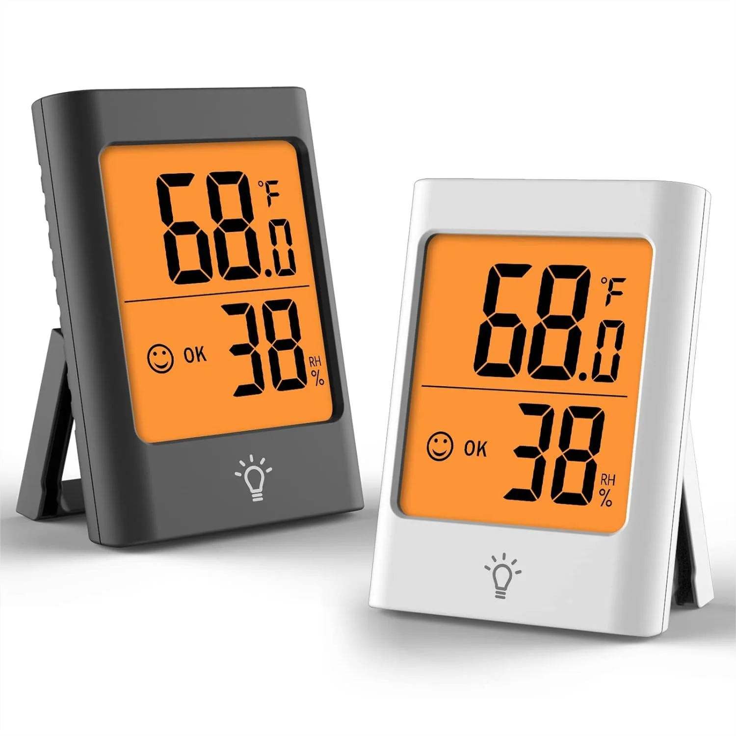 Indoor Thermometer 2-Pack with Backlight, Humidity Monitor for Home Bedroom Greenhouse Garage
Indoor Thermometer 2-Pack with Backlight, Humidity Monitor for Home Bedroom Greenhouse Garage