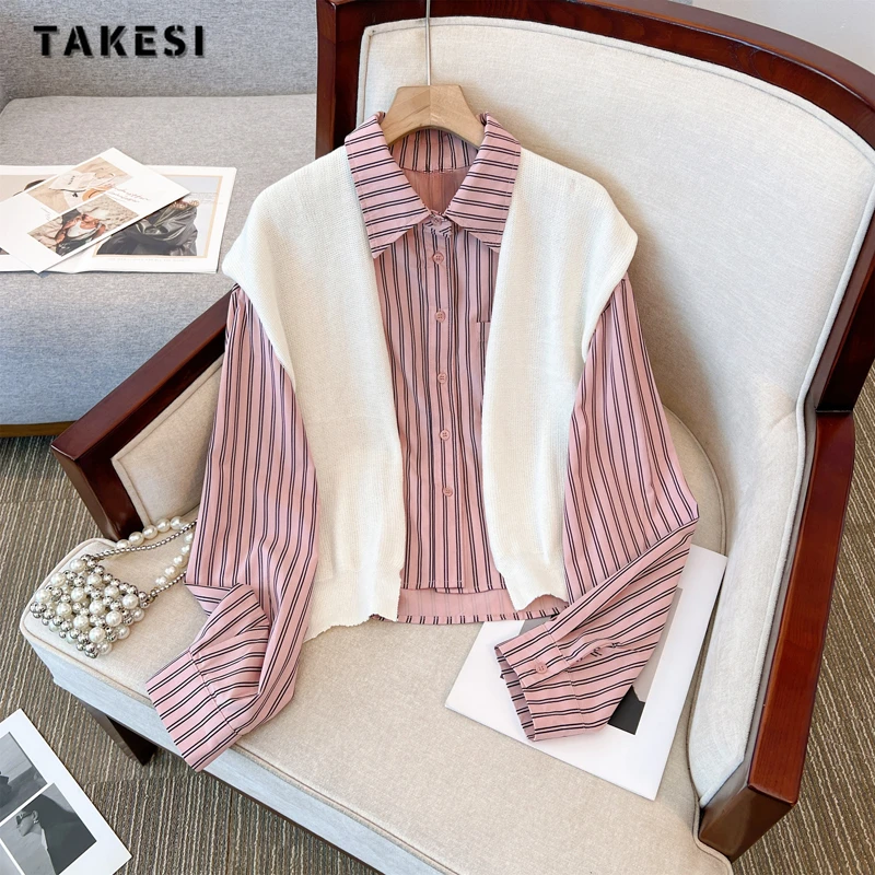 2023 Autumn Casual Long Sleeve Turn-down Collar Striped Print Shirts For Women Vintage Classic Office Lady Patchwork Blouse Tops
2023 Autumn Casual Long Sleeve Turn-down Collar Striped Print Shirts For Women Vintage Classic Office Lady Patchwork Blouse Tops