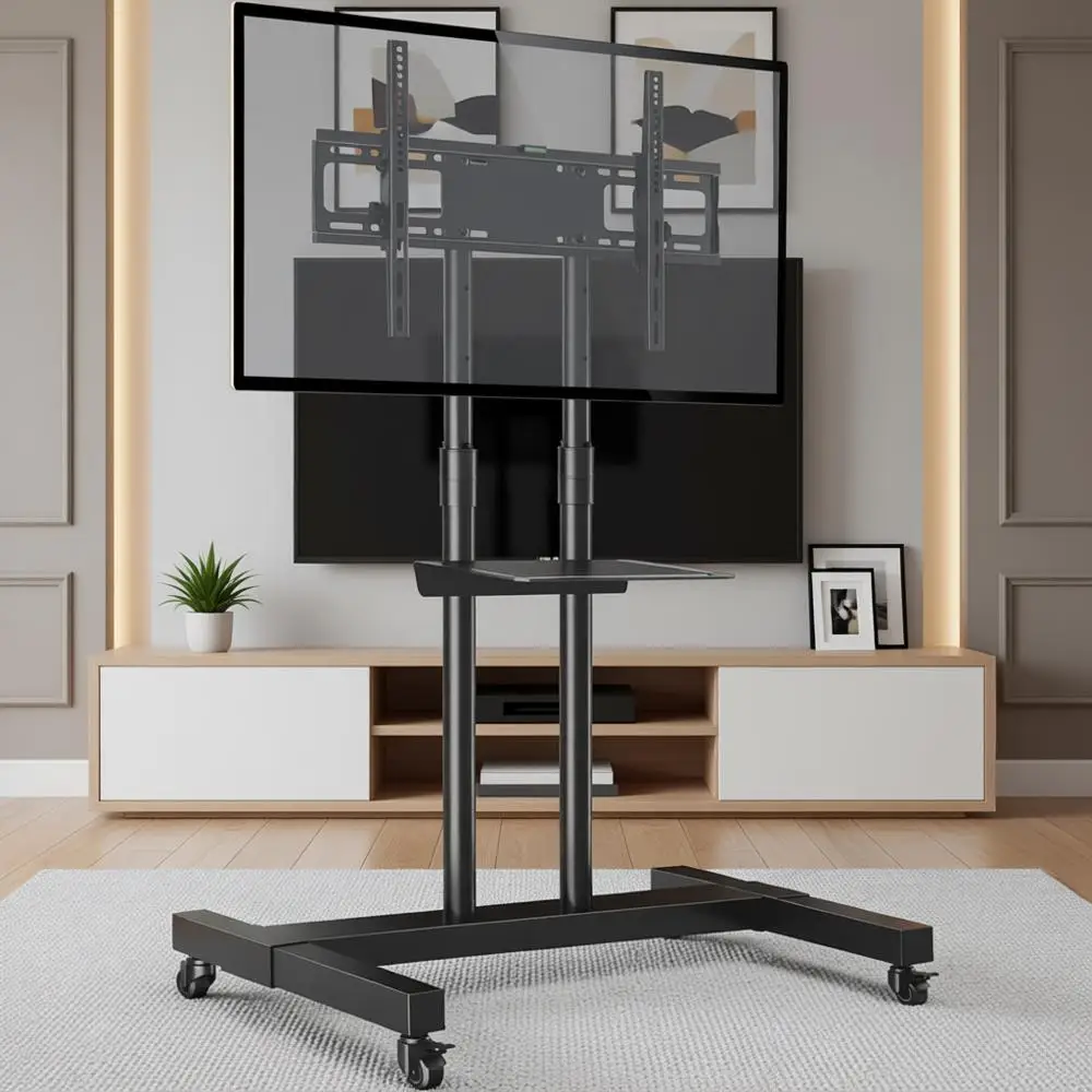 Мобильная подставка для телевизора на колесиках с регулируемой высотой для телевизоров 32-83 дюймов
Мобильная подставка для телевизора на колесиках с регулируемой высотой для телевизоров 32-83 дюймов