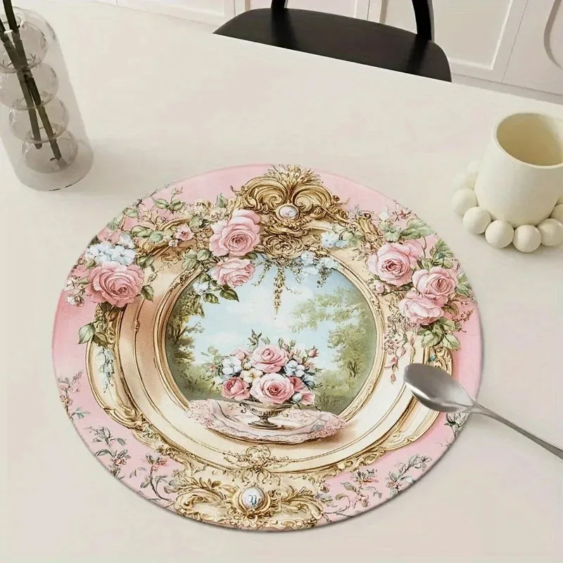 VIKAMA European Pink Gold Frame Flower Round Placemat, Vintage Palace Style Waterproof Non‑Slip Mat
VIKAMA European Pink Gold Frame Flower Round Placemat, Vintage Palace Style Waterproof Non‑Slip Mat