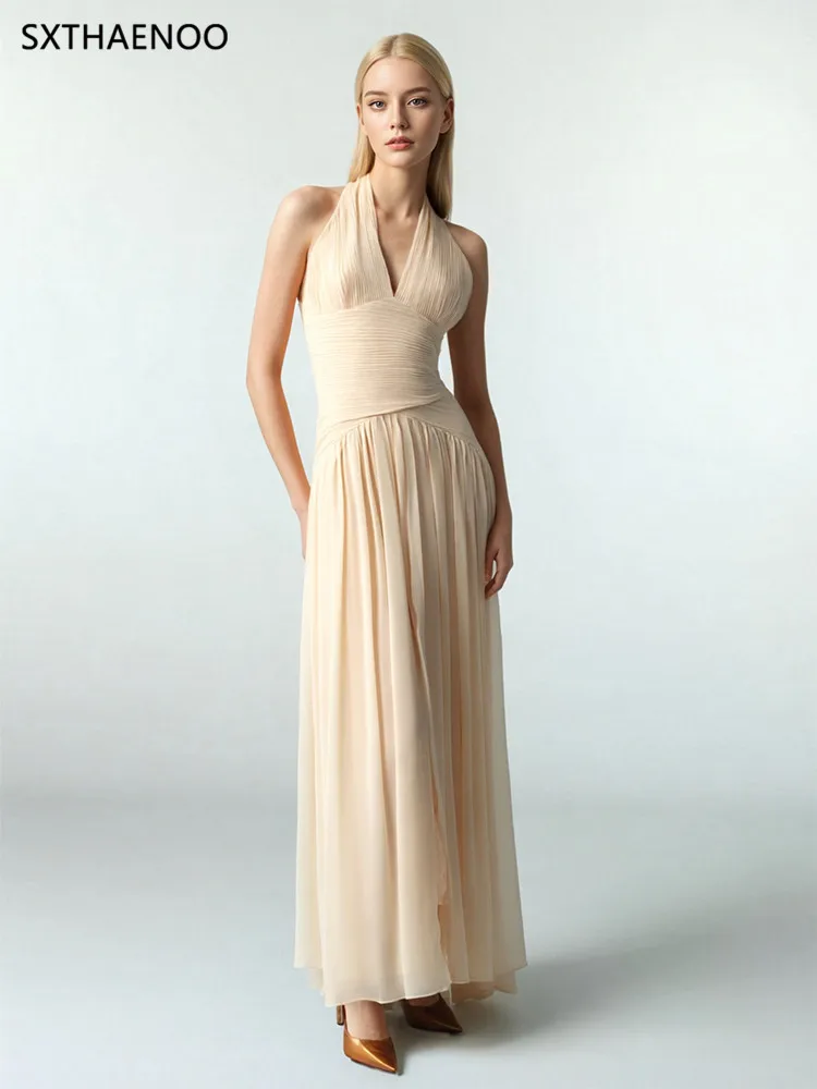 SXTHAENOO New Designer Halter Neck Dress Women Backless Lace-up Slim Fit Minimalist Party Office Streetwear 2026 Spring Summer
SXTHAENOO New Designer Halter Neck Dress Women Backless Lace-up Slim Fit Minimalist Party Office Streetwear 2026 Spring Summer