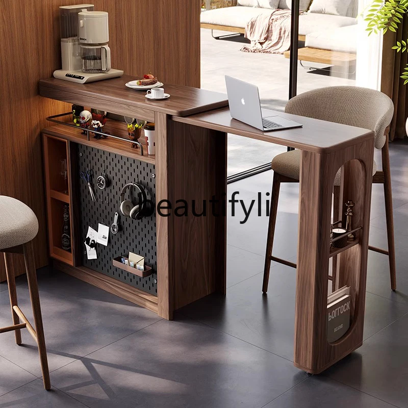Retractable solid wood bar counter against the wall, leisure table, living room sofa partition, dining side cabinet integrated
Retractable solid wood bar counter against the wall, leisure table, living room sofa partition, dining side cabinet integrated
