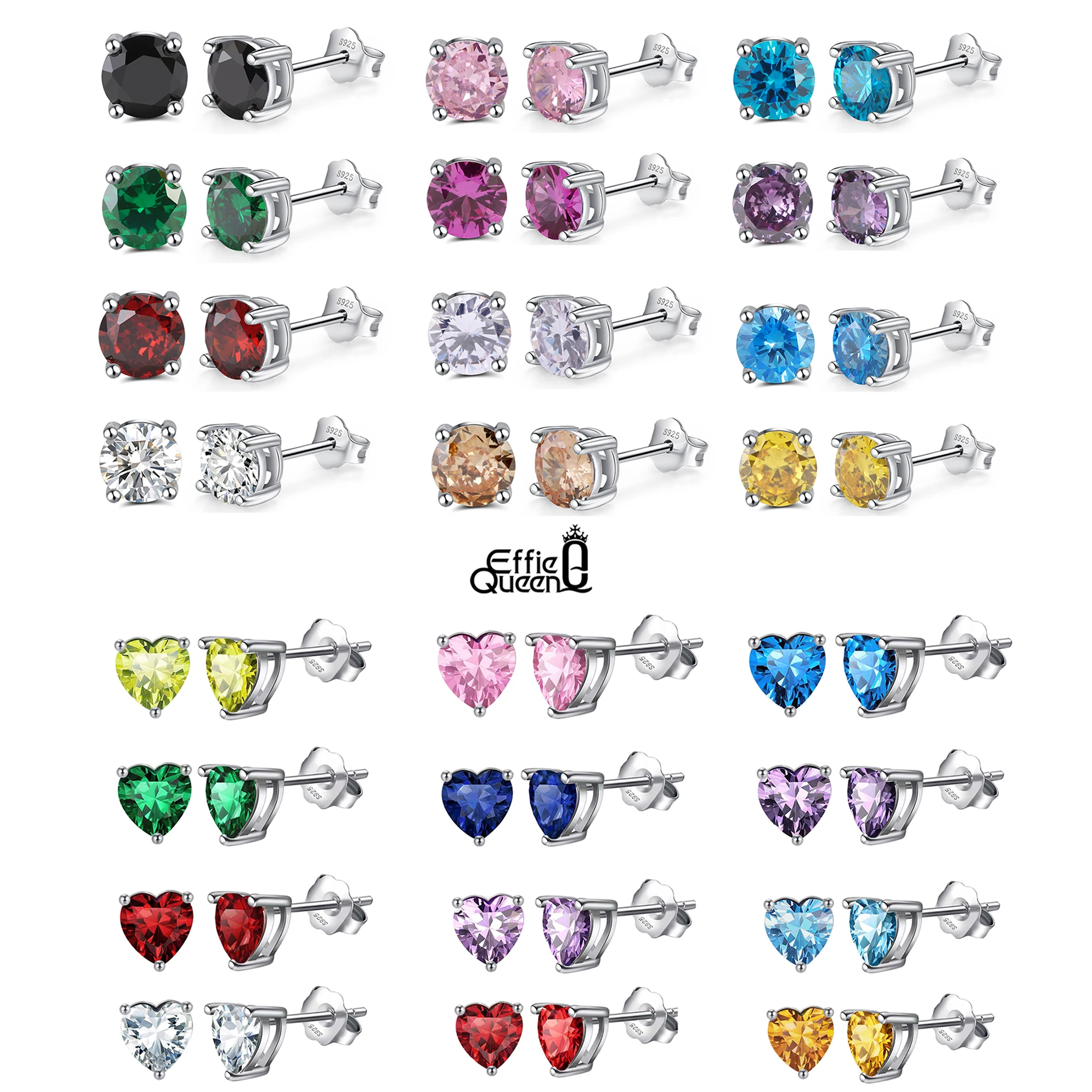 Effie Queen Dainy 925 Sterling Silver Stud Earrings with Multicoloured Zirconia Ornament Birthstone Series Women Jewelry SE84-L
Effie Queen Dainy 925 Sterling Silver Stud Earrings with Multicoloured Zirconia Ornament Birthstone Series Women Jewelry SE84-L
