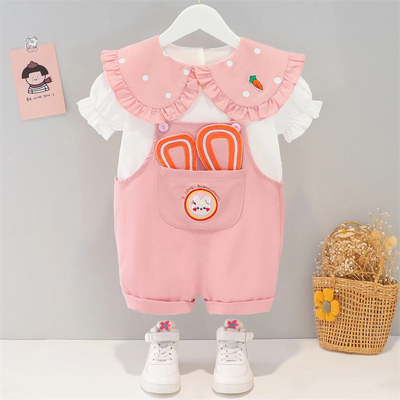2022 Summer Girls Clothing Sets Baby Tracksuit Kids Clothes Infant Cartoon Short Sleeve Lace T Shirt Overalls Child Outfits
2022 Summer Girls Clothing Sets Baby Tracksuit Kids Clothes Infant Cartoon Short Sleeve Lace T Shirt Overalls Child Outfits