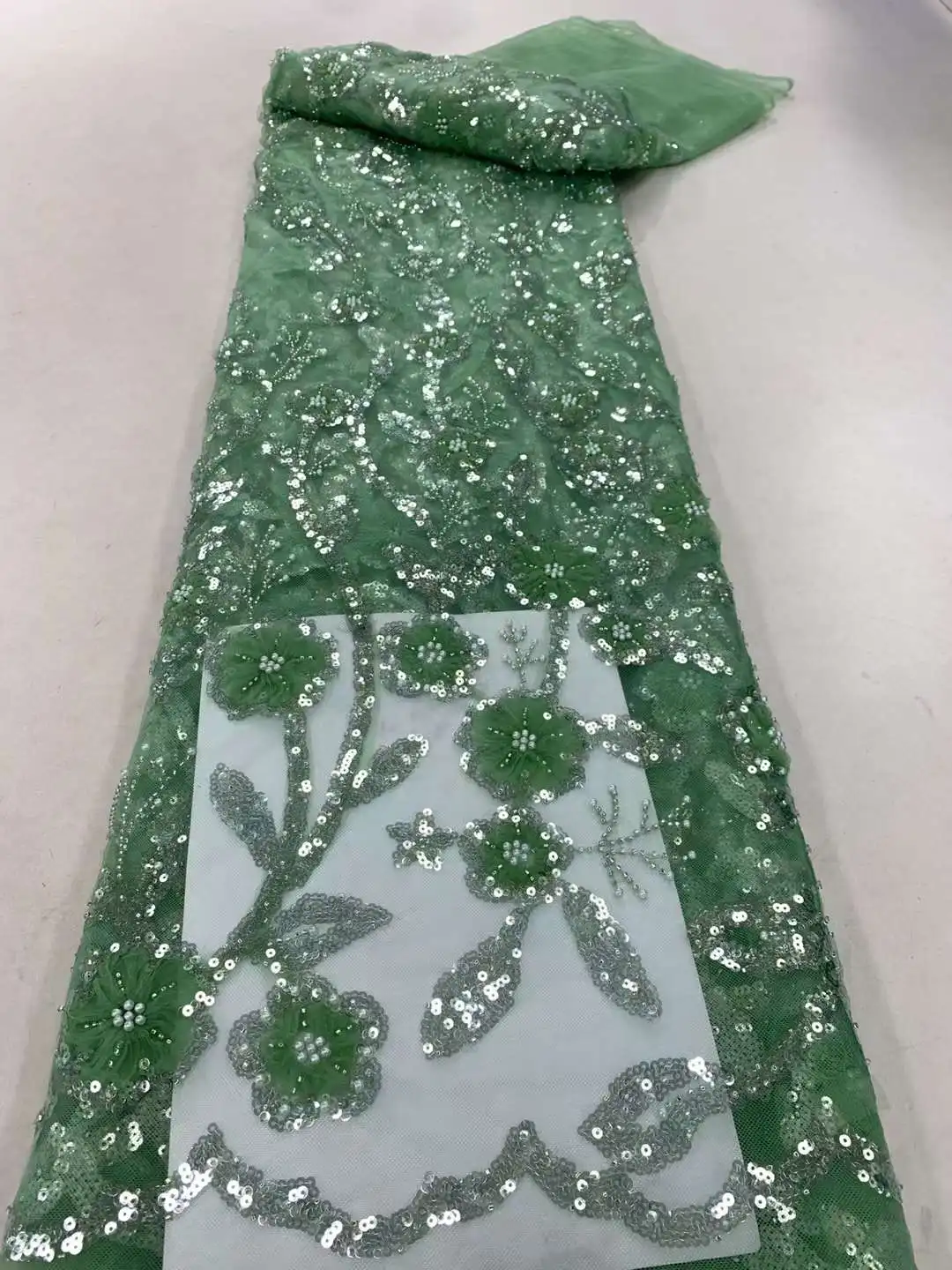 African Beads Lace Fabric 2023 High Quality Lace 5 Yards French Nigerian Groom Sequins Lace Fabrics For Wedding Party Dress Sew
African Beads Lace Fabric 2023 High Quality Lace 5 Yards French Nigerian Groom Sequins Lace Fabrics For Wedding Party Dress Sew