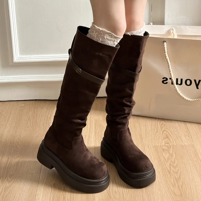 Flats Platform High Boots Women's Suede Fashion Shoes for Woman Knee High Boots 2025 Winter Elegant Dress Chelsea Mujer Botas
Flats Platform High Boots Women's Suede Fashion Shoes for Woman Knee High Boots 2025 Winter Elegant Dress Chelsea Mujer Botas