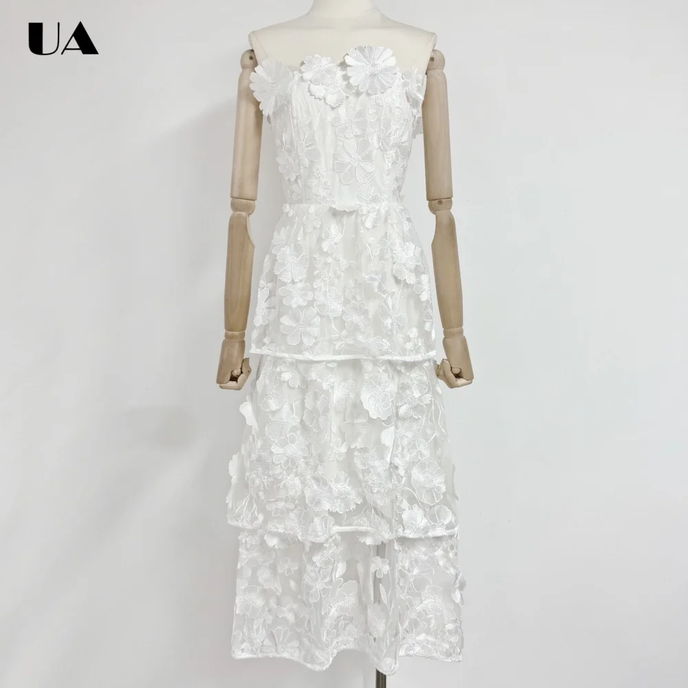 Summer New Embroidered 3D Flower Prom Dresses for Women, Elegant Strapless Tiered Long Dress, Fashionable Sleeveless Party Dress
Summer New Embroidered 3D Flower Prom Dresses for Women, Elegant Strapless Tiered Long Dress, Fashionable Sleeveless Party Dress
