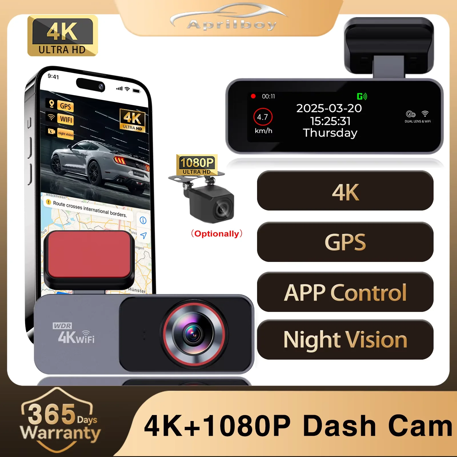Aprilboy 4K Dash Cam Автомобильный видеорегистратор с поддержкой WIFI GPS 4K Передняя и задняя камера 1080P Двойной объектив Видеорегистратор ночного видения Черный ящик
Aprilboy 4K Dash Cam Автомобильный видеорегистратор с поддержкой WIFI GPS 4K Передняя и задняя камера 1080P Двойной объектив Видеорегистратор ночного видения Черный ящик