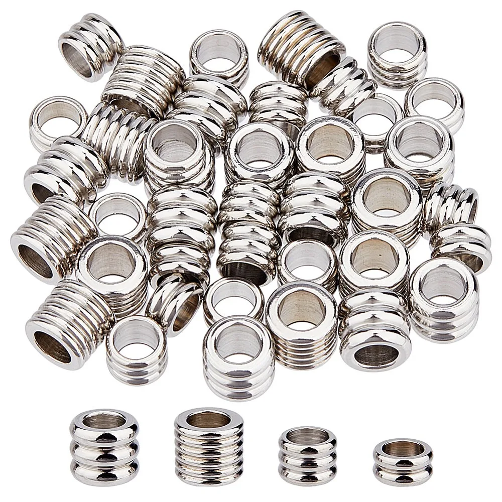 40Pcs 4 Styles 304 Stainless Steel European Beads Large Hole Beads Grooved Beads Column Stainless Steel Color 6x3~7mm
40Pcs 4 Styles 304 Stainless Steel European Beads Large Hole Beads Grooved Beads Column Stainless Steel Color 6x3~7mm