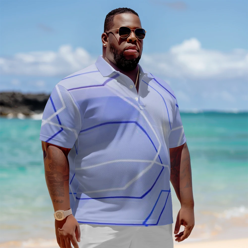 1 men's plus size polo shirt summer fantasy blue line printed casual lapel button suitable for shopping and golf
1 men's plus size polo shirt summer fantasy blue line printed casual lapel button suitable for shopping and golf