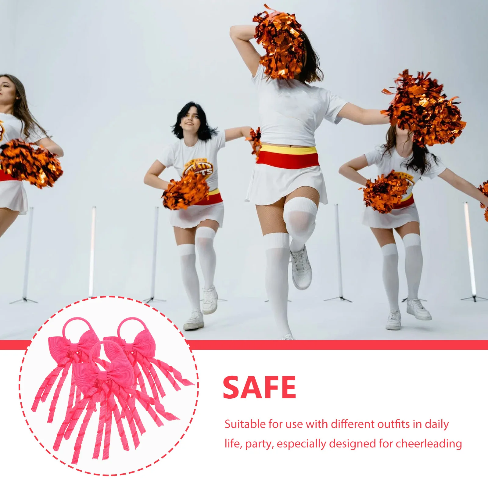 3Pcs Cheer Bows Hair Ropes Bright Color Ponytail Hair Ties Ribbon Tail Scrunchies for Cheerleaders Daily Party
3Pcs Cheer Bows Hair Ropes Bright Color Ponytail Hair Ties Ribbon Tail Scrunchies for Cheerleaders Daily Party