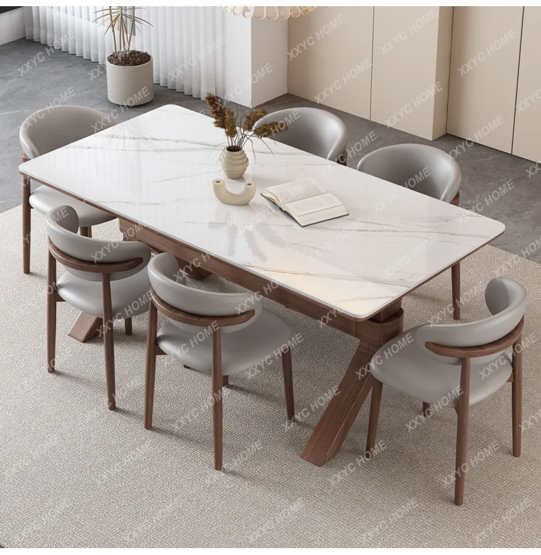 Modern simple household walnut ash rectangular dining table FT
Modern simple household walnut ash rectangular dining table FT