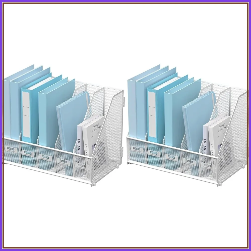 5-Compartment Desk Magazine File Holder, Metal Organizer for Office Home Workspace, Pack of 2
5-Compartment Desk Magazine File Holder, Metal Organizer for Office Home Workspace, Pack of 2
