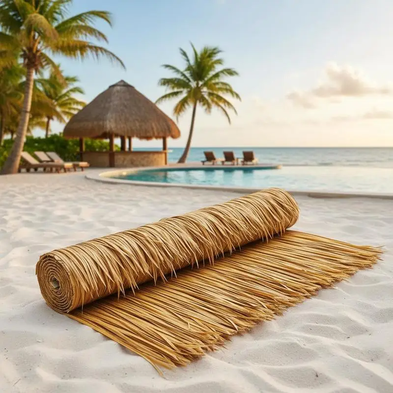 Artificial Thatch Grass Roof, 1.3 x3.2 ft Mexican Style Tiki Bar Hut Skirt Thatch Roofing Roll, Waterproof & Fire-Resistant, Palapa Duck Blind Grass for Patio Pool Beach Hawaiian Party Décor
Artificial Thatch Grass Roof, 1.3 x3.2 ft Mexican Style Tiki Bar Hut Skirt Thatch Roofing Roll, Waterproof & Fire-Resistant, Palapa Duck Blind Grass for Patio Pool Beach Hawaiian Party Décor