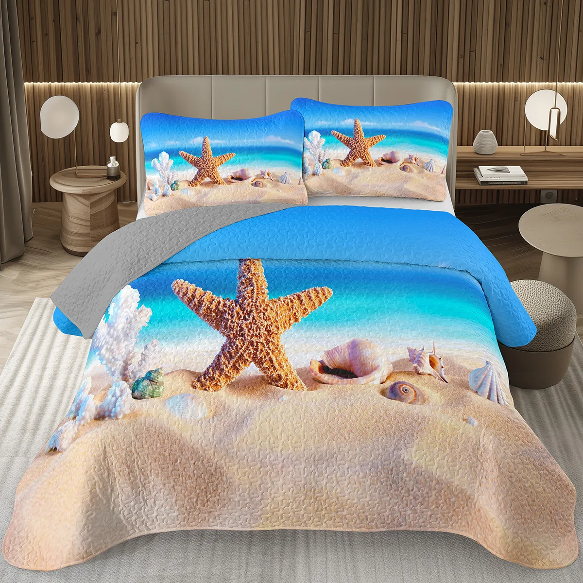 Starfish Bedspread Queen/Full Cute Ocean Creatures Quilted Coverlet, 2/3 Piece Tropical Beach Theme Bedding Set for Teens Adult
Starfish Bedspread Queen/Full Cute Ocean Creatures Quilted Coverlet, 2/3 Piece Tropical Beach Theme Bedding Set for Teens Adult