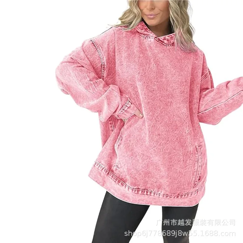 Трансграничная европейская и американская популярная новая женская одежда, универсальный свободный пуловер с капюшоном, джинсовый свитер
Трансграничная европейская и американская популярная новая женская одежда, универсальный свободный пуловер с капюшоном, джинсовый свитер