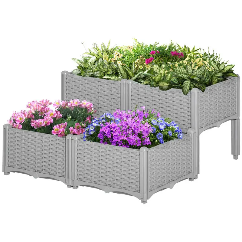 Set of 4 26L Garden Raised Bed Elevated Patio Flower Plant Planter Box PP Vegetables Planting Container, Grey
Set of 4 26L Garden Raised Bed Elevated Patio Flower Plant Planter Box PP Vegetables Planting Container, Grey