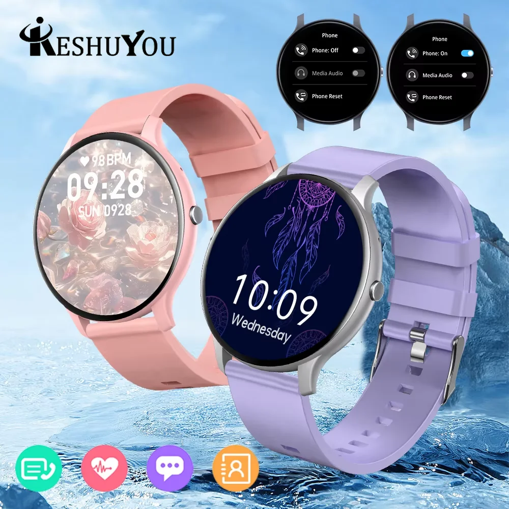 KESHUYOU Women Smart Watch Bluetooth Talk Full Screen Touch IP68 Waterproof Watch Men Heart Rate Health Monitoring Smart Watch
KESHUYOU Women Smart Watch Bluetooth Talk Full Screen Touch IP68 Waterproof Watch Men Heart Rate Health Monitoring Smart Watch