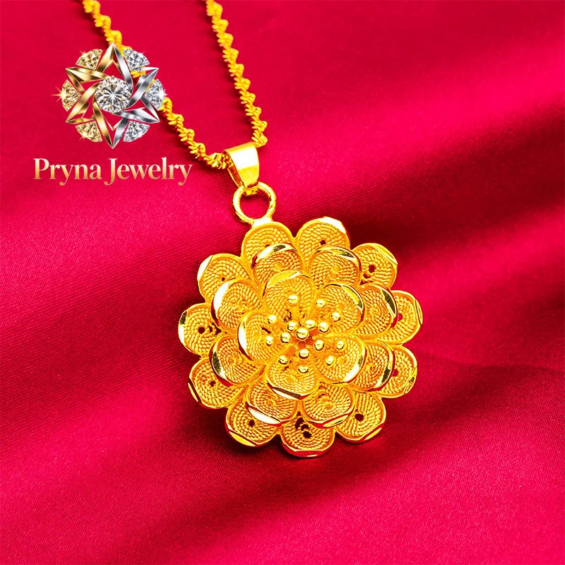 Pryna Jewelry 24K Gold Large Flower Pendant Necklace AU999 Soft gold, three-dimensional layered petals bloom brightly,matched
Pryna Jewelry 24K Gold Large Flower Pendant Necklace AU999 Soft gold, three-dimensional layered petals bloom brightly,matched