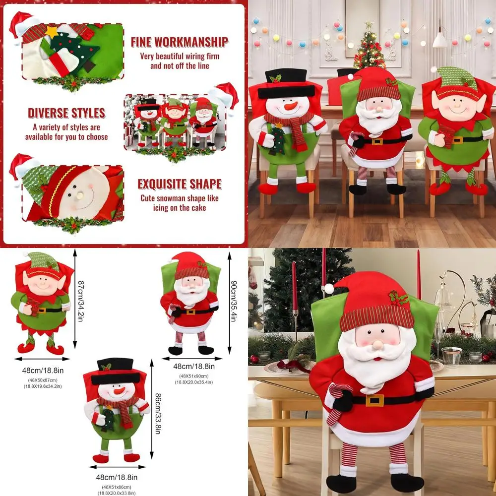Set of 3 Festive Christmas Chair Covers - Santa, Snowman & Elf, Slip-On Decor for Dining Chairs
Set of 3 Festive Christmas Chair Covers - Santa, Snowman & Elf, Slip-On Decor for Dining Chairs
