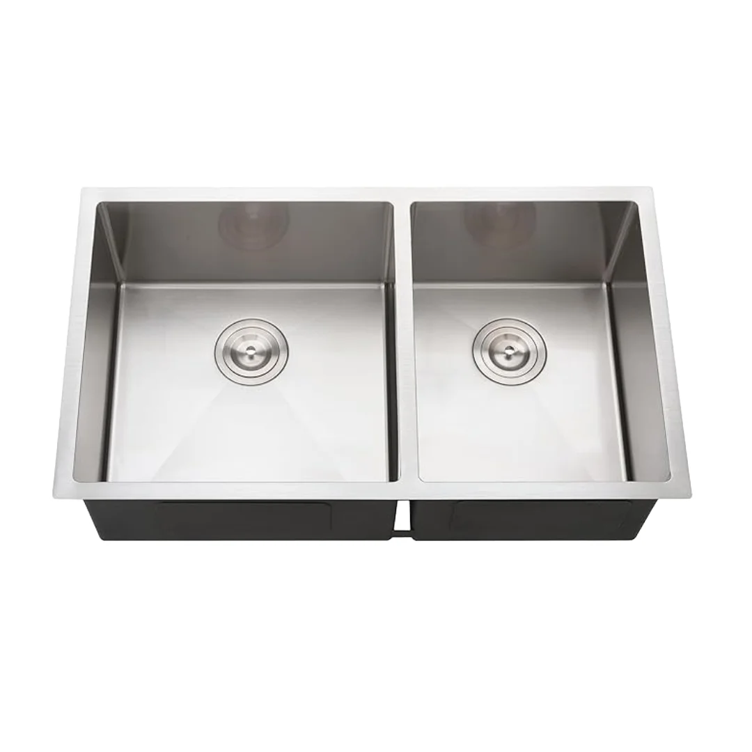 Handmade Stainless Steel Black Nano Double Bowl Kitchen Sink No Fading Undermount with Two Holes Faucet-Free Design
Handmade Stainless Steel Black Nano Double Bowl Kitchen Sink No Fading Undermount with Two Holes Faucet-Free Design