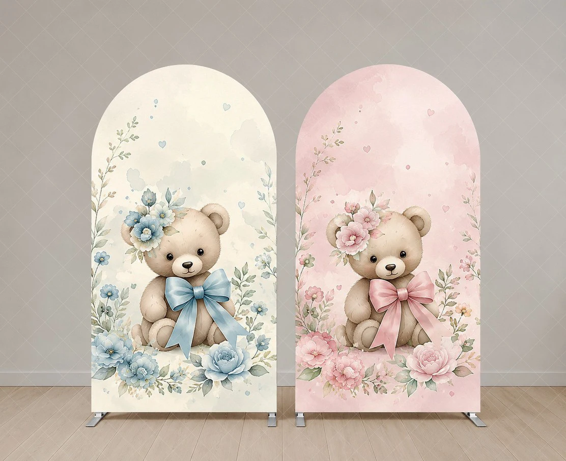 Blue and Pink Teddy Bear Arch Backdrop Cover Baby Shower Birthday Party background Floral Bear Boy Girl Celebration Decor
Blue and Pink Teddy Bear Arch Backdrop Cover Baby Shower Birthday Party background Floral Bear Boy Girl Celebration Decor
