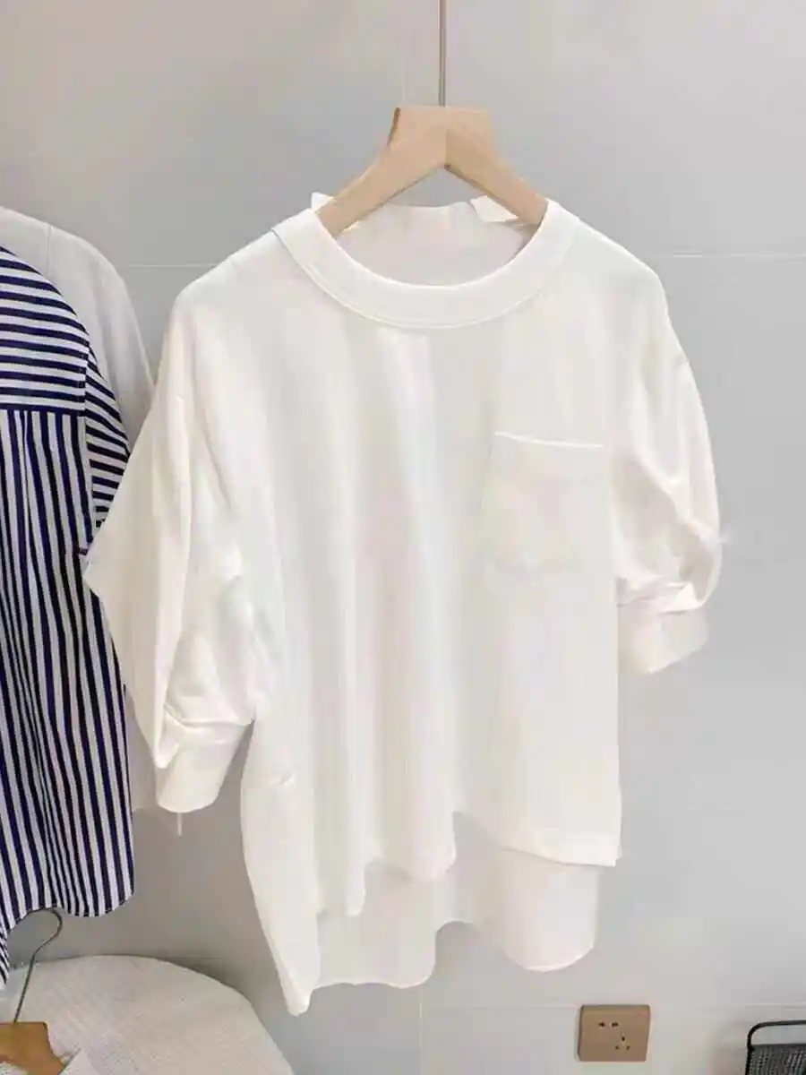 SAC Mao Mao bubble sleeve splicing shirt short-sleeved T-shirt
SAC Mao Mao bubble sleeve splicing shirt short-sleeved T-shirt