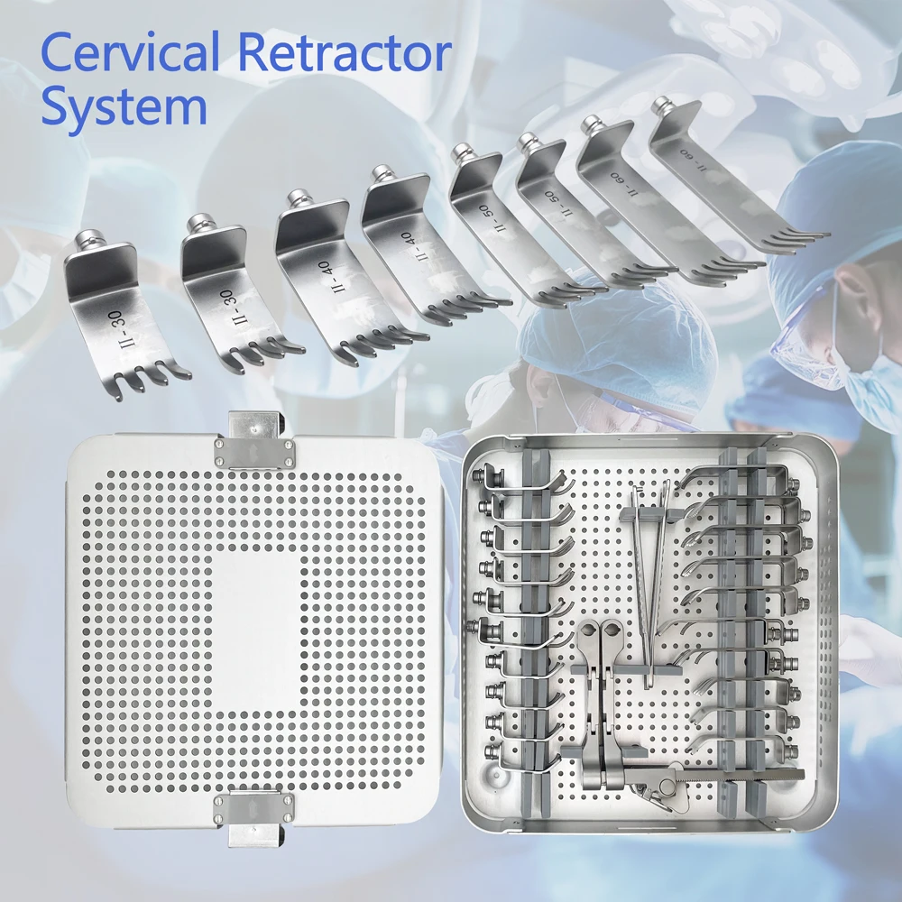 Stainless Steel Cervical Retraction Instrument Set Spine Retractor Instrument Set with Sterilization box
Stainless Steel Cervical Retraction Instrument Set Spine Retractor Instrument Set with Sterilization box