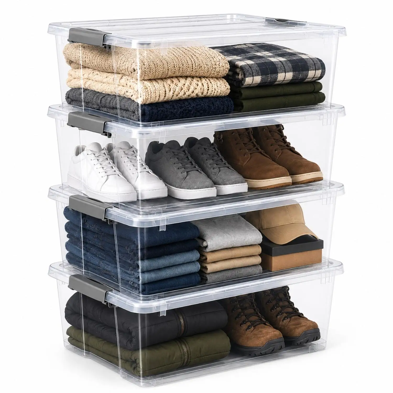 40 Qt Clear Underbed Storage Bins with Lids and Handles, Stackable 4-Pack
40 Qt Clear Underbed Storage Bins with Lids and Handles, Stackable 4-Pack