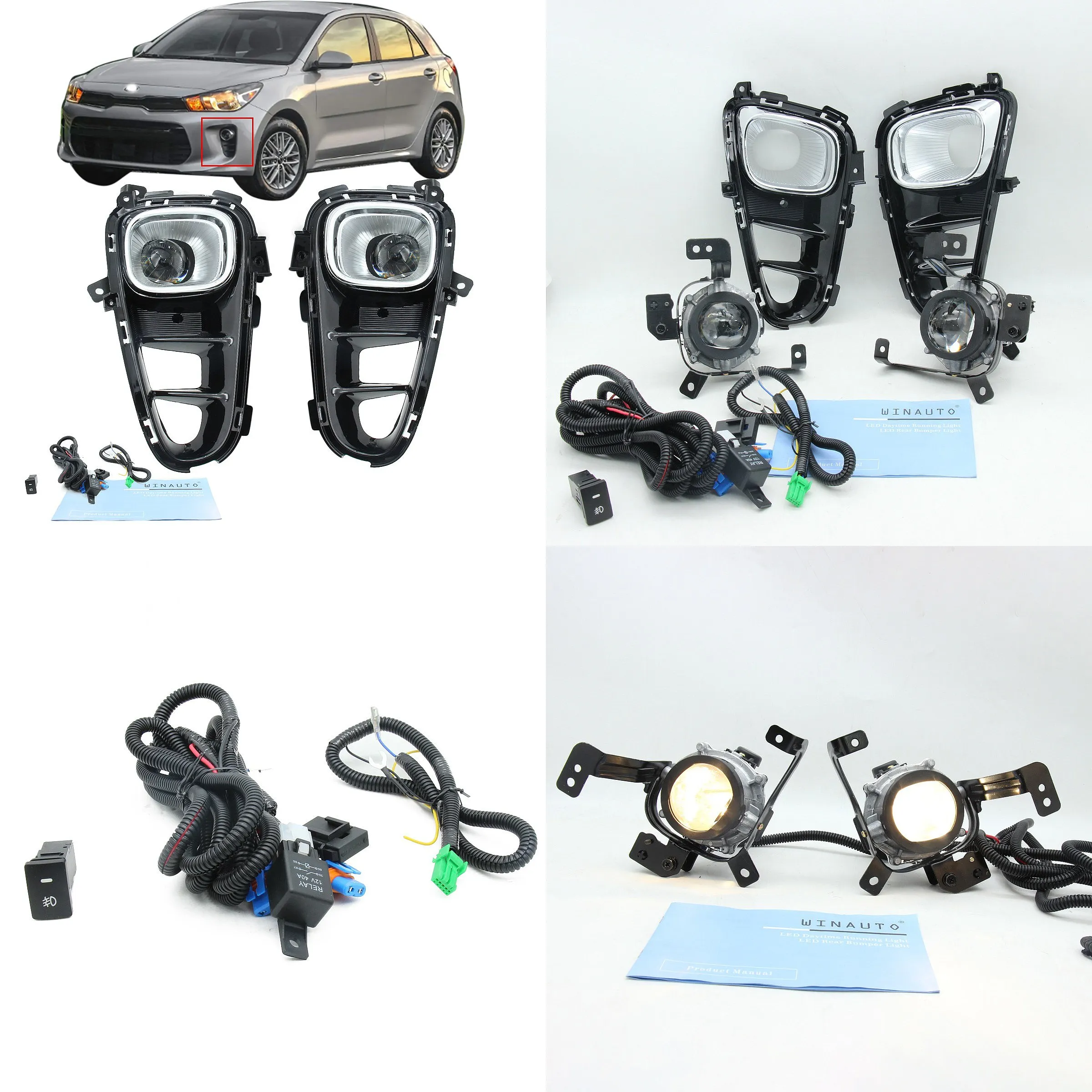 Fog Light Assembly Set with Switch Wiring Harness for K2 RIO 2017-2018
Fog Light Assembly Set with Switch Wiring Harness for K2 RIO 2017-2018