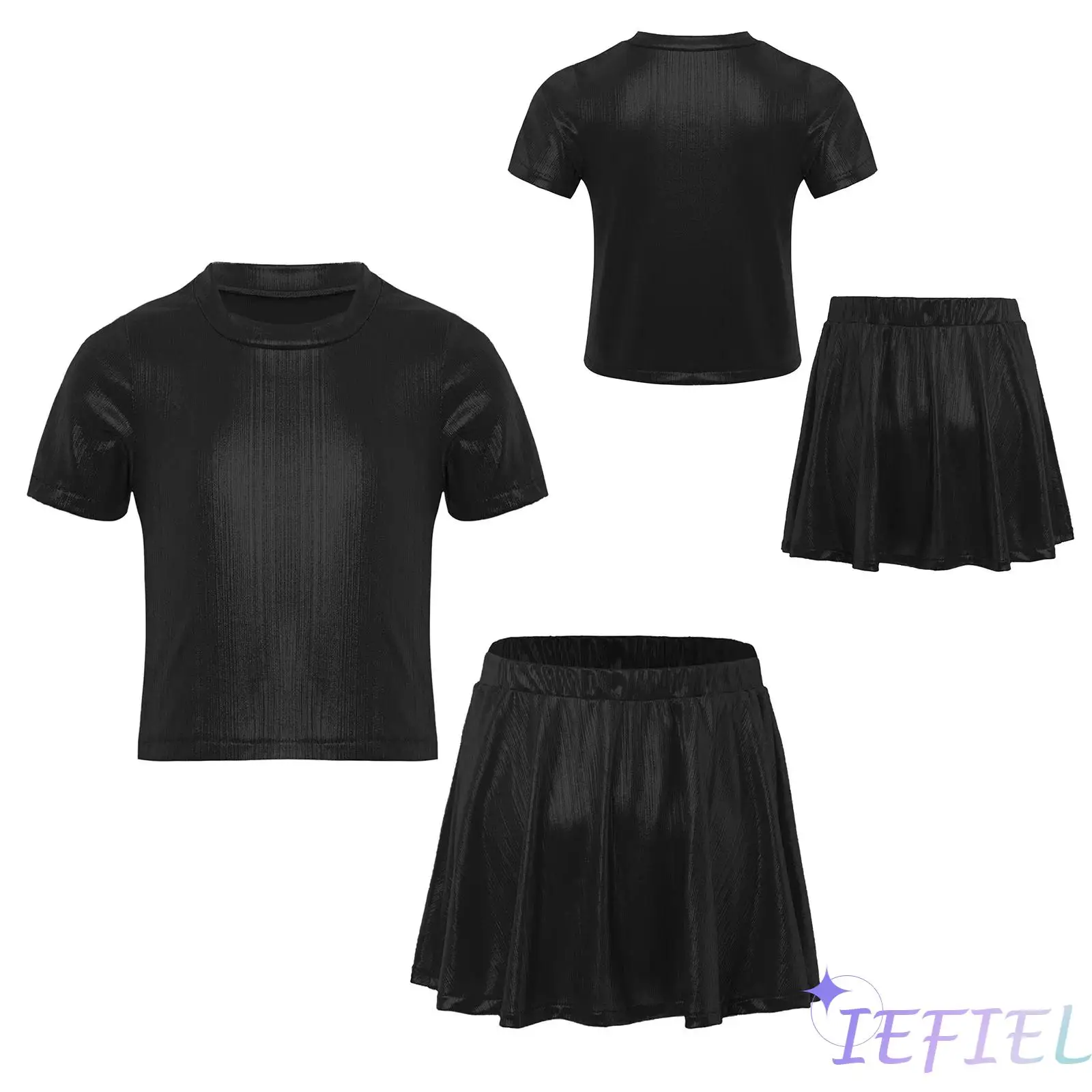 Girls Metallic Sparkle Dance Outfits Short Sleeve Crop Top Ruffled Skirt for Hip-Hop Jazz Latin Ballet Dance Stage Performance
Girls Metallic Sparkle Dance Outfits Short Sleeve Crop Top Ruffled Skirt for Hip-Hop Jazz Latin Ballet Dance Stage Performance