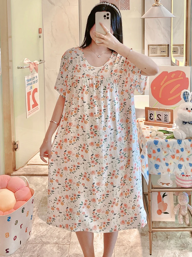 Summer Thin Large Size Cotton Silk Sp Dr Loose Home Dr Women's Cartoon Print Casual Comfortable Mid-length Skirt
Summer Thin Large Size Cotton Silk Sp Dr Loose Home Dr Women's Cartoon Print Casual Comfortable Mid-length Skirt