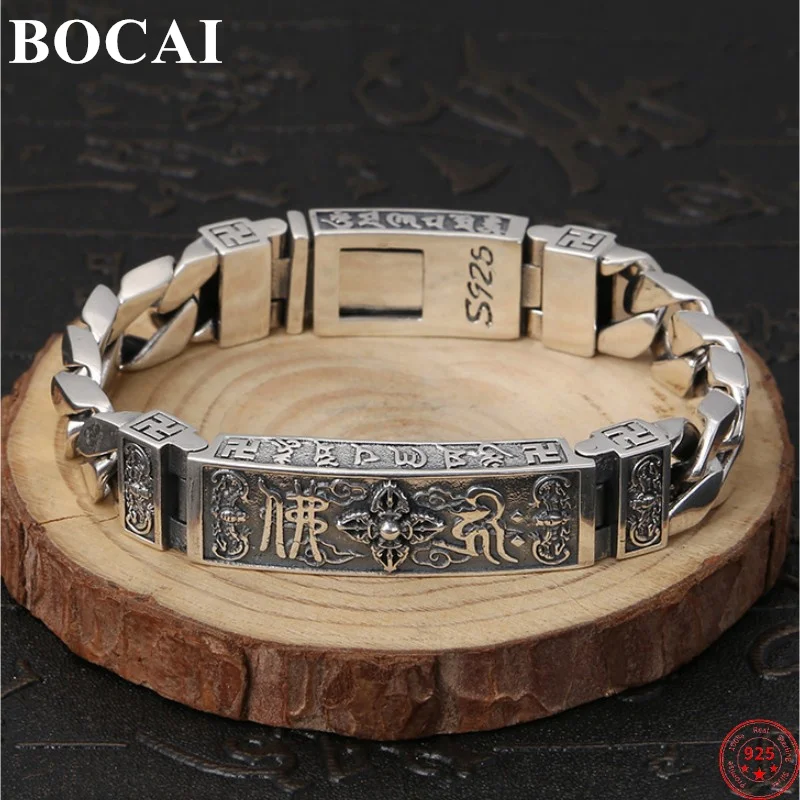 Мужские браслеты BOCAI из стерлингового серебра S925 пробы, новые ювелирные изделия с шестью символами искусственной кубинской цепи, бесплатная доставка
Мужские браслеты BOCAI из стерлингового серебра S925 пробы, новые ювелирные изделия с шестью символами искусственной кубинской цепи, бесплатная доставка