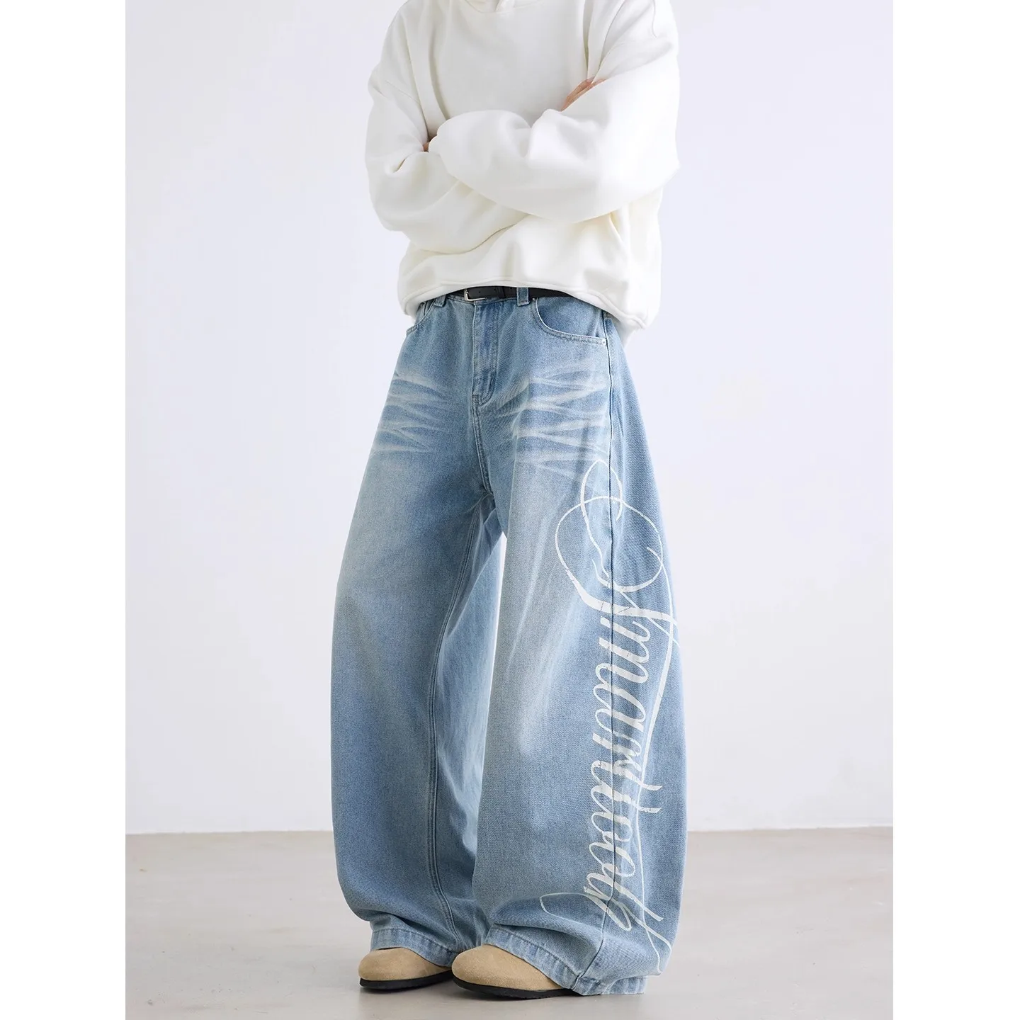 Men Pant Denim Jeans Vintage Washed Loose Wide Leg Pants Y2k Full Length Work Casual Mid Waist Straight Trousers Letter Print
Men Pant Denim Jeans Vintage Washed Loose Wide Leg Pants Y2k Full Length Work Casual Mid Waist Straight Trousers Letter Print