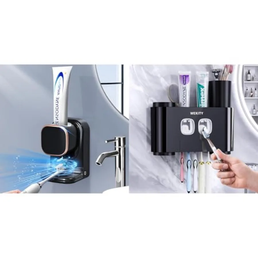 Automatic Toothpaste Dispenser and 4 Cups Toothbrush Holders, Toothpaste Dispenser for Bathroom with 5 Toothbrush Slots, 2 Toot
Automatic Toothpaste Dispenser and 4 Cups Toothbrush Holders, Toothpaste Dispenser for Bathroom with 5 Toothbrush Slots, 2 Toot